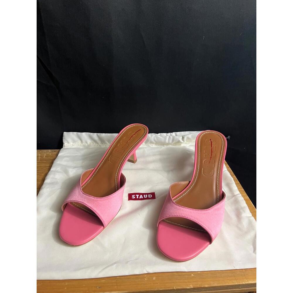 NWOB STAUD WOMEN'S PINK BRIGITTE 55mm Silk-Blend Mule Sandals 39/US SZ 9 $295